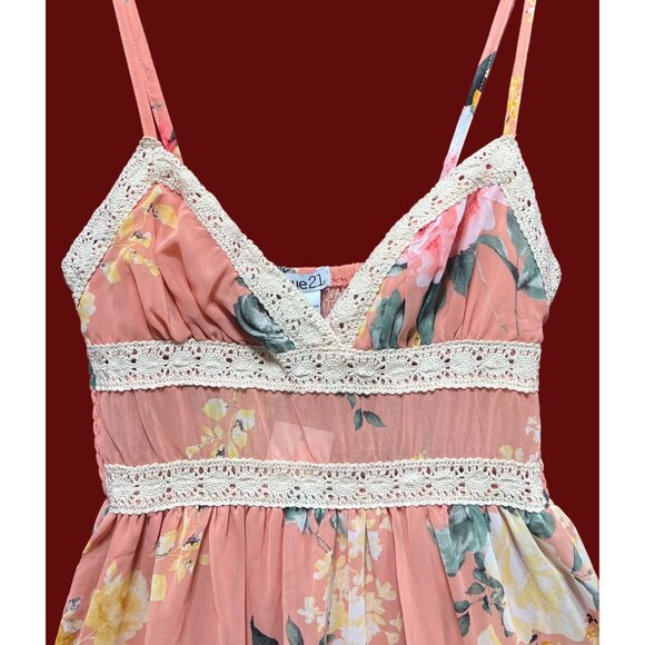 Rue 21 - Women's Summer Sleeveless High Low Hem Ruffle Floral Dress - Pink - XS - Picture 15 of 16